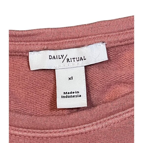 Daily Ritual Super Soft Terry Long Sleeve Shirt With Shirttail Hem SIZE-XL - Picture 4 of 6